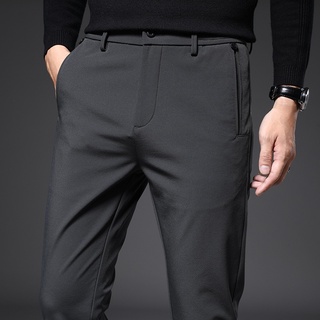 2021 Fashion Men Pants Slim Fit Spring High Quality Business Flat Classic Full Length Casual Trousers Male Khahi Pants
