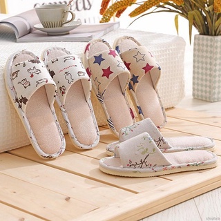 [Shoplara] zapatillas para el hogar interior antideslizantes zapatillas de lino lindo suave zapatos de dedo del pie abierto