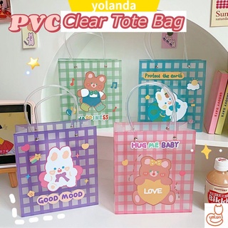Yola Ins bolsa linda envoltura de PVC bolsa portátil de almacenamiento de maquillaje pequeño oso de dibujos animados transparente/Multicolor