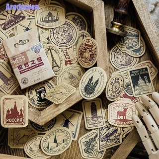 (Aredmoon) Retro Stamp Travel Plant Creative Sticker Bullet Journal Deco Stationery Sticker