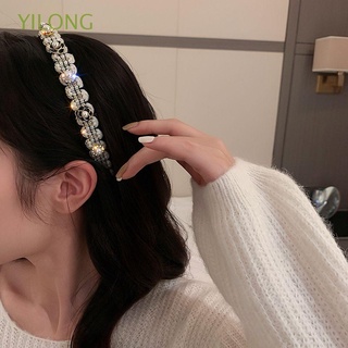YILONG Dulce Aro de pelo de mujer Elegante Turbante Diademas Coreanas Cristal Accesorios para el cabello Sombreros Para chicas De moda Cara lavada Perla/Multicolor