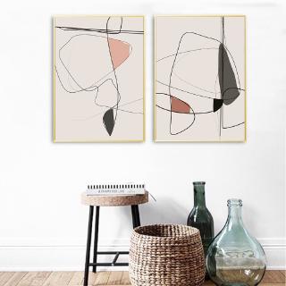Minimal pósters y estampados de arte abstracto Beige melocotón rubor rosa minimalista línea de arte lienzo pintura de pared imágenes para sala de estar decoración del hogar