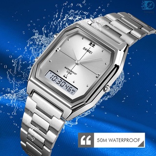 Skmei ultrafino Digital electrónico hombres reloj de doble pantalla 3 modo hora fecha semana despertador 5ATM impermeable masculino moda relojes pulseras para la vida diaria deportes negocios familia amigos regalos (3)