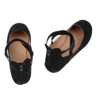 [[2]] elegante de gamuza con cremallera de ante para mujer/zapatos de muñeca con cierre de punta redonda/ballet flats/zapatos casuales