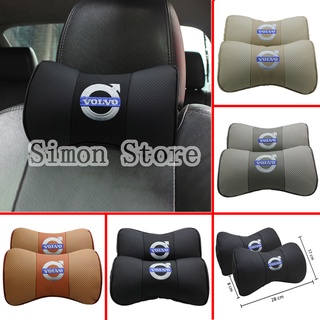 2pcs emblema de coche insignia de cuero reposacabezas para Volvo XC90 V70 v70xc S60L asiento automático almohada Interior Protector de cuello decoración