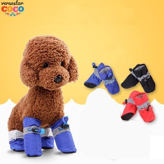 4pcs invierno impermeable mascota perro zapatos antideslizante lluvia caliente calzado calcetín botines (3)