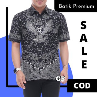 Dobladillo Batik hombres Garuda manga corta Pekalongan moderno Premium talla M L XL XXL