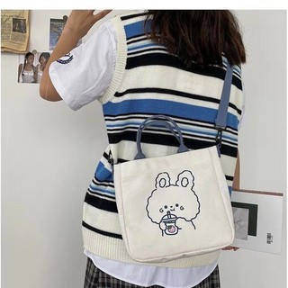 2021 versión coreana de ins bolsa de lona femenina estudiante bolsa de mensajero japonés lindo bolso de hombro suave niña pequeña bolsa (5)