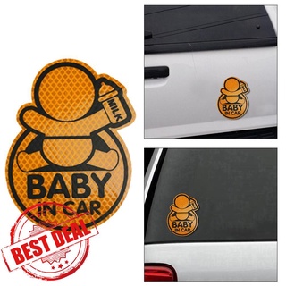 Reflective Baby On Board Baby in Car Window Bumper Cute Decal Vinyl Sticker U1T7