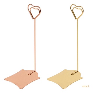 ATTACK Name Tag Holder Hollow Metal Clip w/ Metal Base Gold Rose Gold Heart-shaped Hollow Clip Holder Stand Pictures Card Paper