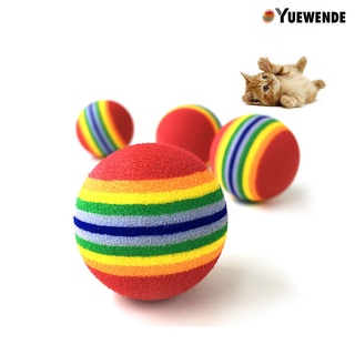[promotion]Y.E Funny Pet Dog Puppy Cat Rainbow Striped Chewing Interactive Ball Teething Toy