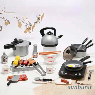 sunb 36 piezas de simulación de utensilios de cocina para niños, utensilios de cocina, juguetes, utensilios de cocina, olla, sartén, juego de cocina, juguete