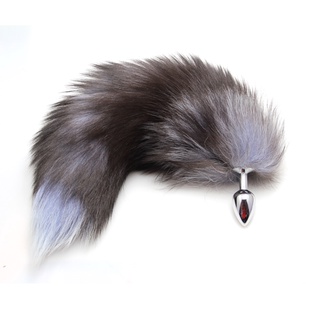 as Adult Sexy Faux Fox Tail Stainless Steel Anal Plug Butt Couple Flirting Sex Toys