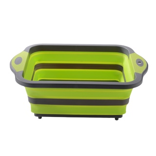 Multifunction Collapsible Cutting Board with Colander Foldable Kitchen Dish Tub Veggies Bowl Sink Basket for Indoor