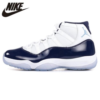 nike air jordan 11 retro aj11 zapatos de baloncesto para hombre, blanco azul oscuro, absorción de golpes resistente al desgaste transpirable 378037 123