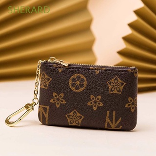 SHERARD Classical Mini Purse Leather Key Bag Wallet Small Decorative Bag Zipper Coin Purse Short Wallet Flower Printing Card Wallet Coin Bag/Multicolor