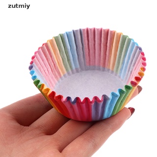[zutmiy3] 100 piezas de color arcoíris forro de cupcakes para hornear cupcakes, papel para tartas, bandeja de molde mx4883 (1)