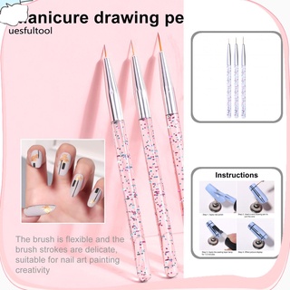[Ue] Lightweight Nail Liner Pen Sequins Flower Nail Art French Drawing Brush Anti-Slip for Manicure