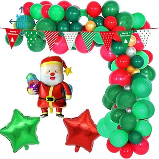 Navidad y año nuevo globo cadena conjunto rojo y verde tema fiesta fondo decoración de pared globos