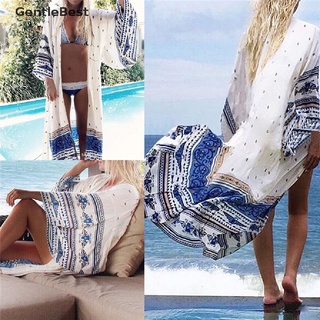 [gentlebest] moda mujeres verano gasa bikini cubrir trajes de baño traje de baño vestido de playa largo maxi [gentlebest]