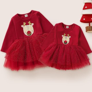 Vestido de navidad rojo tutu dres vestido de ciervo mameluco de navidad