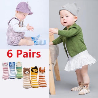 6 pares de calcetines de bebé niñas calcetines niño recién nacido 100% algodón niños invierno calcetines antideslizantes 0-4 años