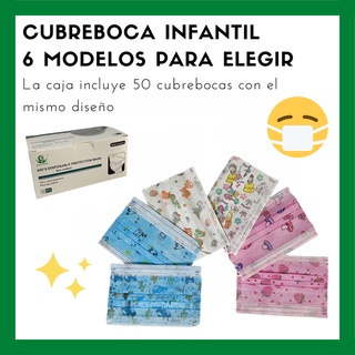 Cubrebocas Infantil Tricapa Para Niños 50 piezas