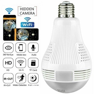 360° HD WiFi LED Light Bulb IP Hidden Camera Panoramic Home Security Spy Cam ☆YxcBest