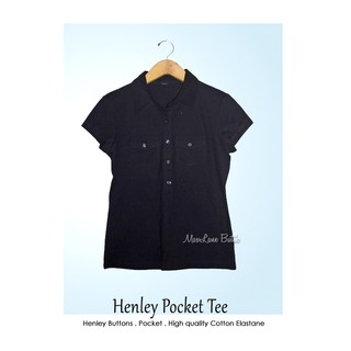 Camiseta de bolsillo henley, Polo de doble bolsillo, fresco, botón