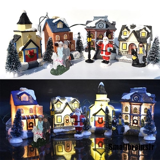 drainsjr 10 unids/set de decoraciones navideñas luminosa casa pequeña casa santa claus regalo super (1)