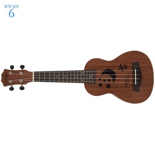 Soprano Ukulele 21 inch Sapele Star Pattern Ukulele 4 Nylon Strings Hawaii Mini Guitar Uke Fingerboard Rosewood Ukelele Music Instruments