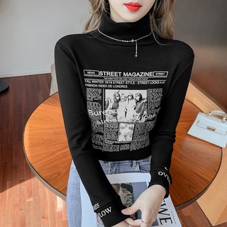 Coreano chica de manga larga t-shirt estilo coreano de las mujeres t-shirt de cosecha propia de las mujeres tee de moda Casual Tops (6)