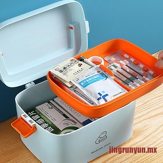 RUNYUN 1Pcs multicapa caja de medicina familia portátil primeros auxilios caja medicine st