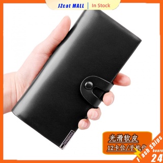 Men's Long Wallet Youth Men's Wallet with Buttons Multiple Card Slots