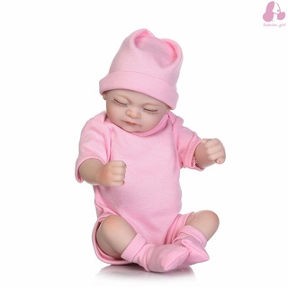 REBORN Bebé mujer muñeca cerrada ojos rosa peleles de silicona suave vinilo realista muñeca bebé niños juguete