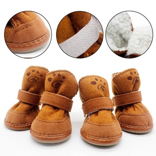 *lhe 4 pzs botas de nieve para perros/botas de invierno cálidas suaves acogedoras/zapatos para perros/mascotas antideslizantes (7)