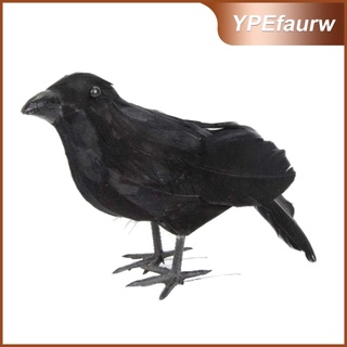 [venta caliente] halloween artificial negro cuervo pluma aves volando negro cuervo halloween props fiesta bar decoración-7.87 x 2.75 (1)