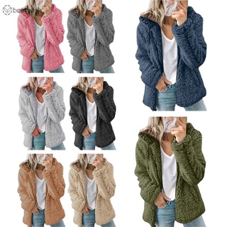 Abrigo de manga larga Outwear poliéster oso de peluche esponjoso abrigo grueso Tops invierno (1)