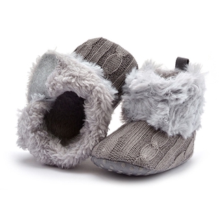 Fleeced piel zapatos de bebé lana pequeño bebé botas de nieve bebé caliente invierno