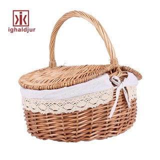 cesta de mimbre para hacer picnic inglés cesta de almacenamiento
