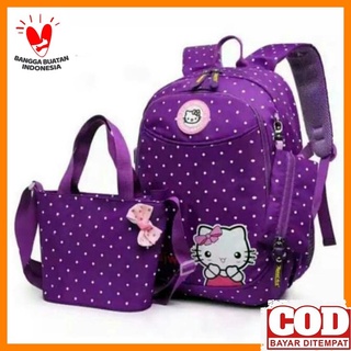 Mochilas para mujeres mochilas de la escuela Polkadot tiras conjunto 3In1 Mu UY914 Hello Kitty mochila bolsa