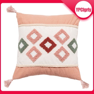 ins fundas de almohada, tejido tufted algodón lino decorativo fundas de almohada borlas sofá sofá dormitorio, acento cojín