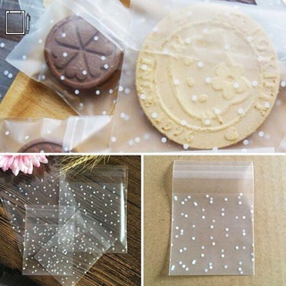 solemne 100 piezas de plástico caramelo bolsa de embalaje nuevo sello opp autoadhesivo galletas regalo caliente hornear puntos blancos
