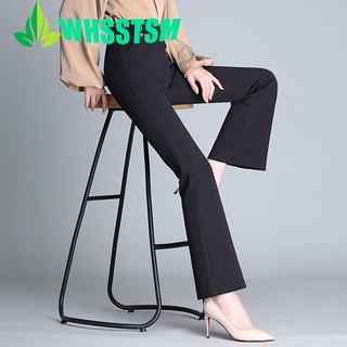 WHSST Mujeres Engrosado Pantalones Largos Micro-flared De Cintura Alta Moda Temperamento Slim-fit Casual Suave