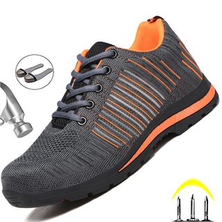 hombres de acero del dedo del pie zapatos de seguridad zapatos de trabajo para los hombres ligero transpirable zapatillas de deporte de trabajo indestructible industrial zapatos de pie