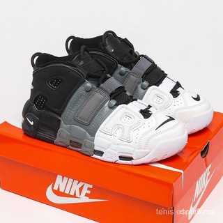 Originais NIKE Wmns Air More Uptempo Man's running Sapatos Zapatos Deportess Tenis Tamanho Grande -- Black gray white