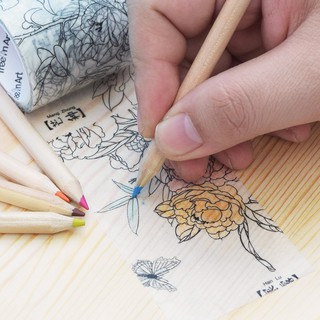 Washi cinta cinta solatip diario Scrapbook DIY/Floral cinta de enmascaramiento y lápices para colorear conjunto