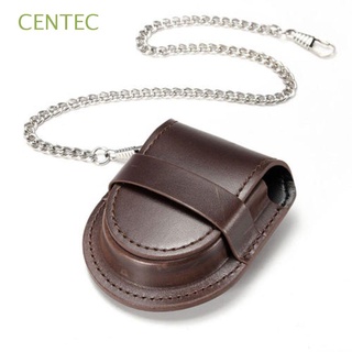 CENTEC Black and Brown Pocket Watch Bag High Quality Pouch Holder Watches Storage Watches Bag with Chain Silver Alloy Retro Style Cowboy Leather Classical Vintage for Pocket Watches Chain Fob Design Quartz Watches/Multicolor