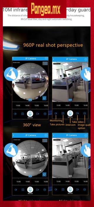[en stock!] cámara IP de seguridad para el hogar de 360 grados 960P Smart Panorama IPC P2P inalámbrico ojo de pez lente CCTV Wifi cámara Monitor de bebé