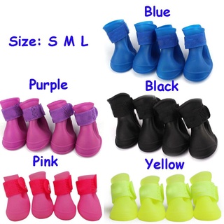 Narcisodil 4 piezas zapatos de perro caliente protector cachorro botas de lluvia impermeable nuevo Color caramelo suministros para mascotas moda PU goma/Multicolor (3)